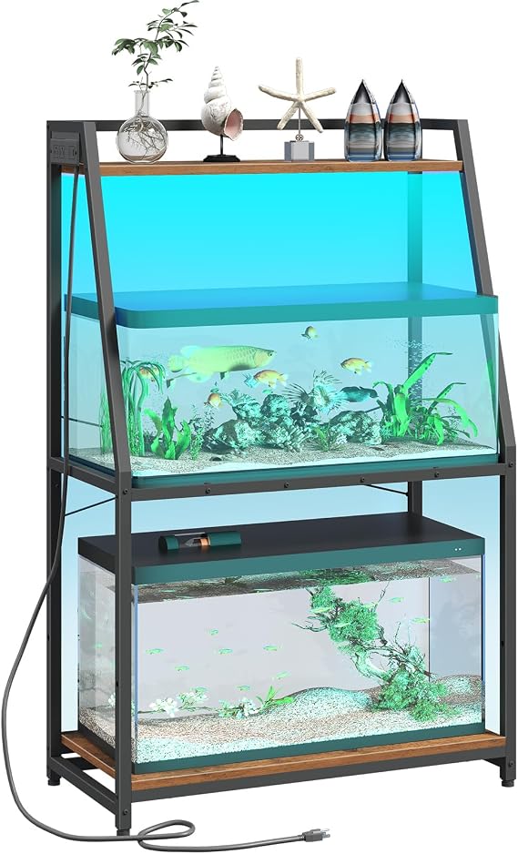 HOOBRO 20-29 Gallon Aquarium Stand with Power Outlets and LED Light product image