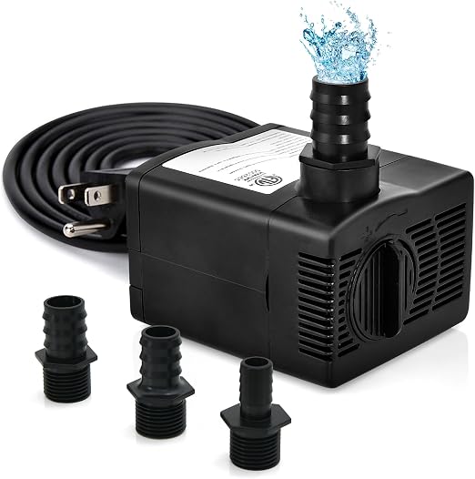 Goplus 240GPH Submersible Water Pump (900L/H, 22W), Ultra Quiet Fountain Water Pump with 7.2ft High Lift, 6ft Power Cord and 3 Nozzles for Fish Tank, Hydroponic, Pond, Aquarium (240GPH) product image