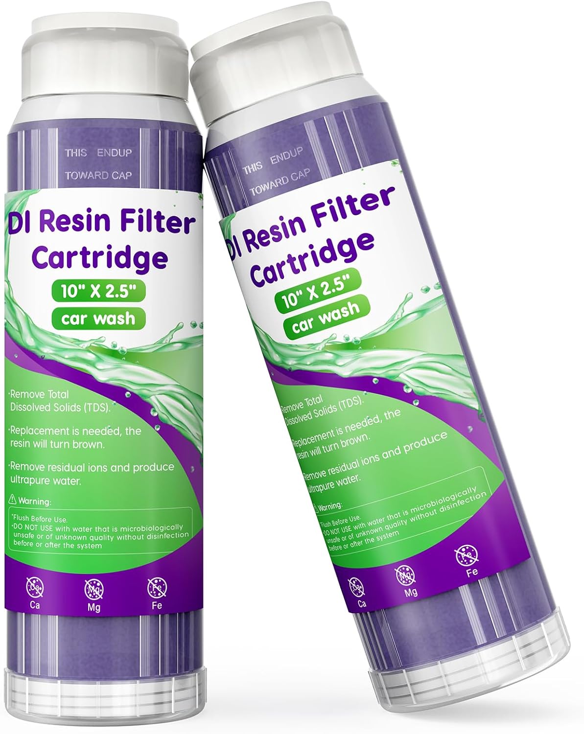 WLSINJL Mixed-Bed DI Resin Cartridges, 10 x 2.5 in, 2-Pack product image