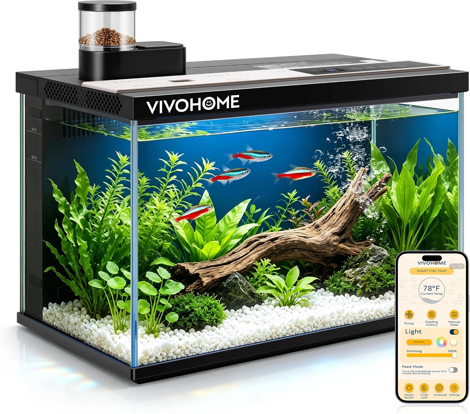 VIVOHOME 5 Gallon Smart Fish Tank with APP Control and Auto Feeder product image